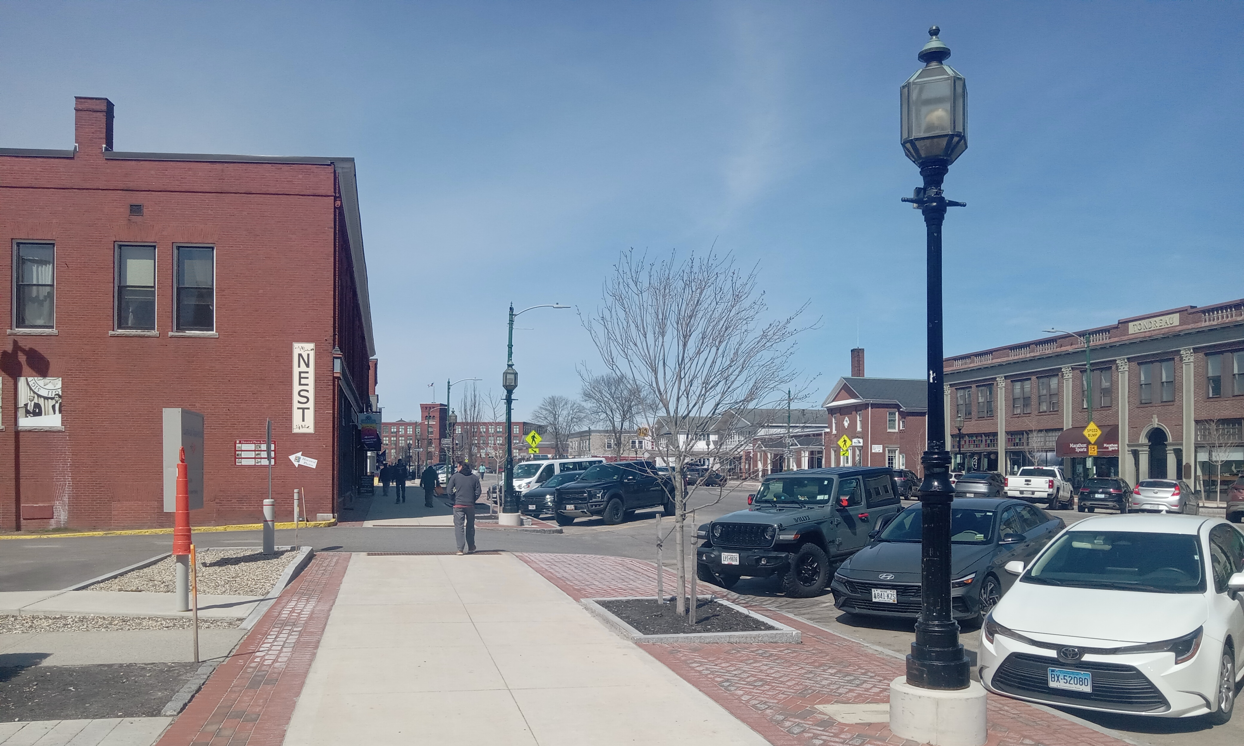 Image of Downtown Brunswick facing towards the mill